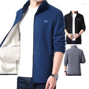 Vestes pour hommes coupe-vent de poids moyen chaud pour hommes veste polaire entièrement zippée Sherpa doublé sweats homme manteau hiver grande taille XXXXL