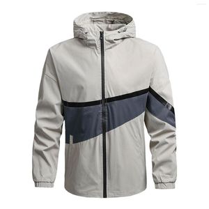 Chaquetas para hombres Rompevientos Hombres Otoño e invierno Casual Color Matching Coat Simple Deportes Cremallera Bolsillo Abrigos de longitud completa para