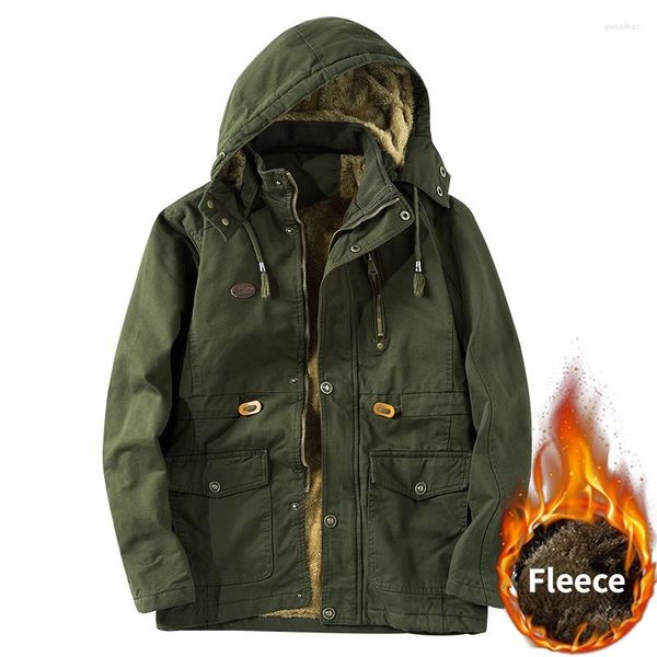 Chaquetas para hombre invierno 2023 abrigo militar con capucha para hombre chaqueta verde militar acolchada de algodón tendencia algodón calefacción abrigos a prueba de viento de gran tamaño