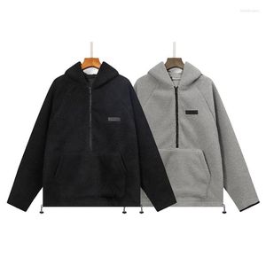 Heren Jackets Winter 8e collectie Half Zipper Hoodies Sweater Mannen losse lamb wol Dik Polar fleece jas mode hiphop paarjas