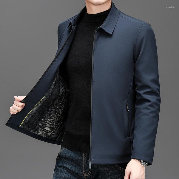 Vestes pour hommes Hiver Automne Hommes Exécutif Veste d'affaires Tissu imperméable Épaissir Doublure en polaire Manteau de base Tenues de style leader chinois