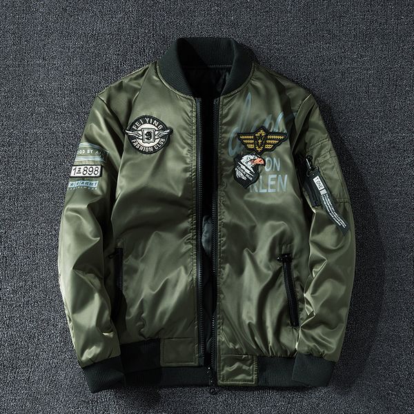 Vestes masculines Bomber d'hiver veste masculine veste pilote militaire badge mode double côté usure veste de moto automne