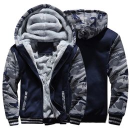 Vestes pour hommes hiver Camouflage épaissir à capuche polaire à manches longues vers le bas homme décontracté Streetwear vêtements 220924
