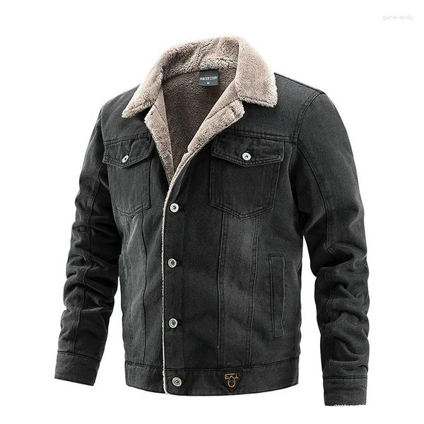 Jackets para hombres Ropa de invierno de invierno Luxury Fleeped Faned Denim Rear