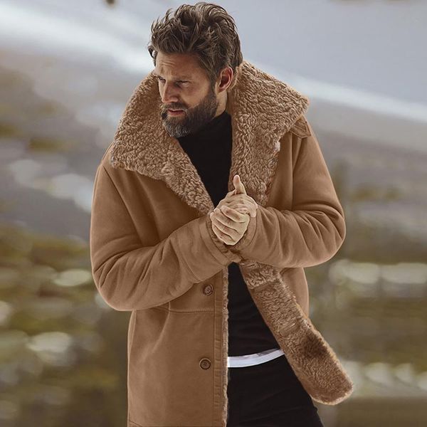 Vestes pour hommes Manteau d'hiver Veste en peau de mouton Veste chaude doublée de laine de montagne Faux Agneau Lâche Mode Haute Qualité Drop