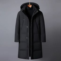 Chaquetas de invierno para hombre, marca 2023, abrigo largo de pato blanco de alta calidad, abrigo con capucha, Parkas negras cálidas y gruesas 231206