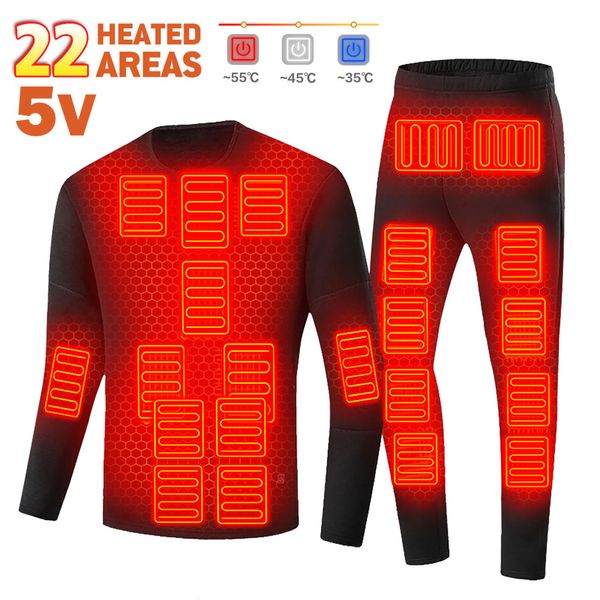 Vestes pour hommes Hiver sous-vêtements chauffants électriques ensemble veste de Moto veste auto-chauffante hommes Moto polaire thermique Long Johns hauts pantalons femmes 231020