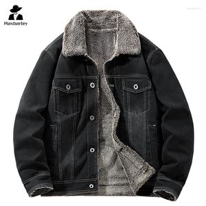 Herenjacks winter fleece denim jas retro casual gewassen katoenen lamskraagkraag parka cityboy merk winddichte warme jas