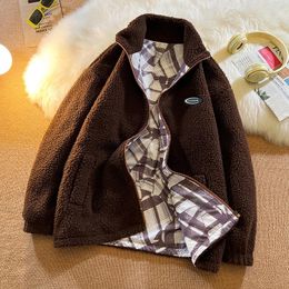 Herenjacks Winter Fleece Fluffy Jacket Warm Fuzzy Zipper Coat Men Herfst Solid Color Lichtgewicht Streetwear Hip Hop Harajuku 2023