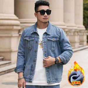 Chaquetas para hombres Winter Fleece Keep Warm Men Denim Jacket 2021 Arrivlas Korean Street Casual Loose Fat Jean Classic Blue Abrigos