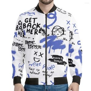 Herenjacks winter voor mannen 2022 mode graffiti bedrukte bommenwerper heren kleding slanke fit mannelijke jas
