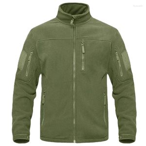 Men's Jackets Winter Full Zip Up Tactical Green Fleece Jacket Thermal Warm Work Coats Mens Pockets Safari Hiking Outwear Windbreaker