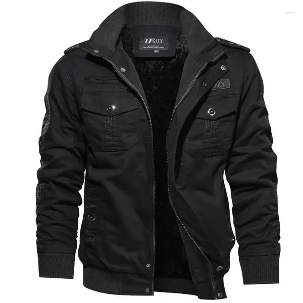 Chaquetas para hombres Chaqueta de invierno Abrigo multibolsillo de alta calidad Grueso Térmico Negro Casual y 6XL