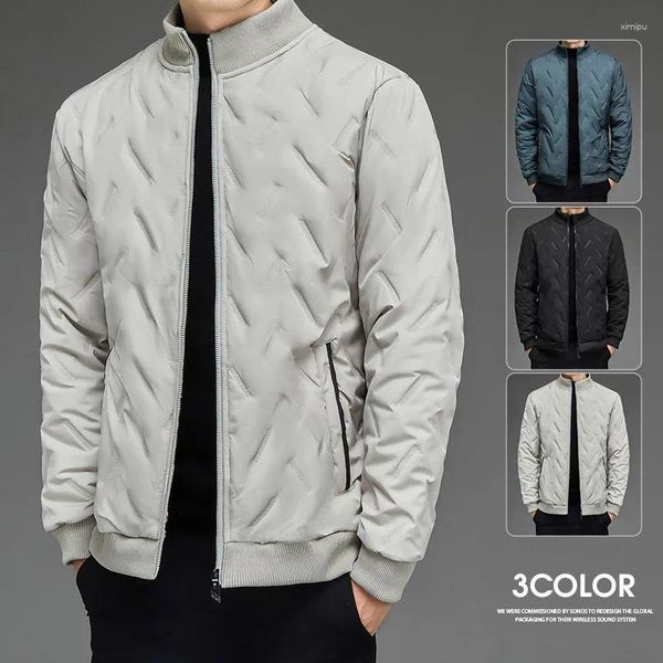 Chaquetas para hombres Chaqueta de invierno Hombres Stand Collar Down Algodón Color Sólido Béisbol Lana Forrada Espesada Abrigos Cálidos Ropa