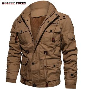 Men's Jackets Vestes d'hiver hommes à capuche en peluche épaissi manteau automne grand coton tactique moyen et Long vêtements de travail Bomber tactique manteaux 231010