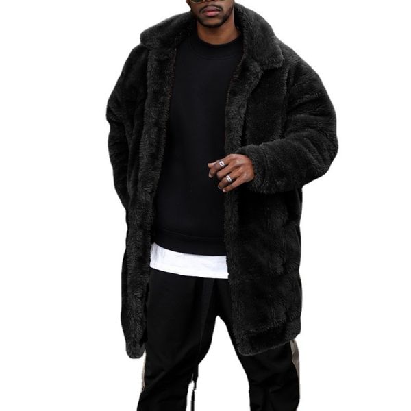 Hommes Vintage chaud Cardigan polaire veste hiver luxe fausse fourrure manteau moelleux vison Robe
