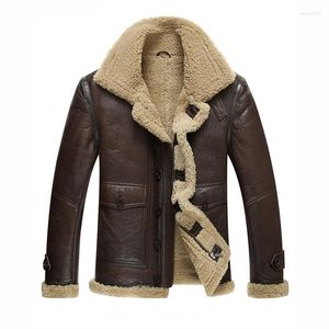 Chaquetas de invierno para hombre, moda informal de piel de oveja, piel de oveja, superficie de cuero genuino, forro de lana, chaqueta de motorista, abrigo