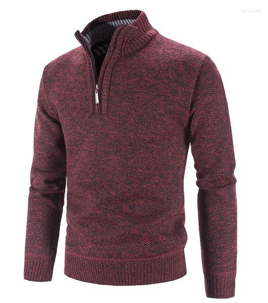 Vestes pour hommes hiver hommes laine épais pull demi-zip col haut pull chaud qualité mince veste tricotée