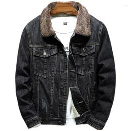 Jackets para hombres Invierno Men Black Denim Coats Fleece Jean Cálido de alta calidad Algodón macho Fit y talla 6xl