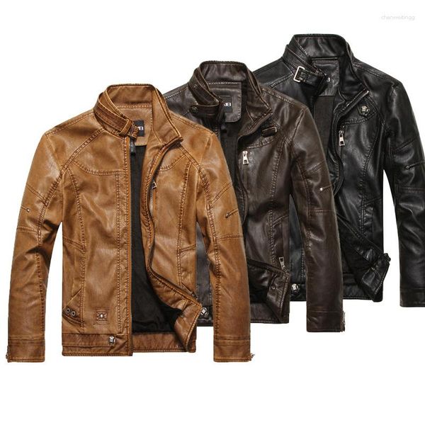 Vestes pour hommes Hiver Hommes Europe et Amérique Mode Simulation Cuir Moto Manteau PU Veste chaude Polaire