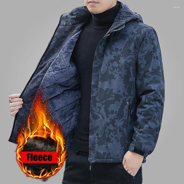 Chaquetas de hombre de invierno de lana militar con capucha prendas de vestir chaqueta impermeable gruesa cálida abrigos casuales ropa masculina rompevientos