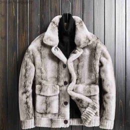 Herenjacks Winter heren kunstmatige bontjack high-end luxe kleding fret jas bont geïntegreerd nieuwe warmte jas mode Z230816