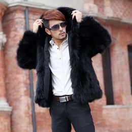 Vestes homme Manteau d'hiver en fausse fourrure à capuche pour hommes, vestes de couleur unie, épaississement chaud, mode hiver loisirs, pardessus masculin 230824