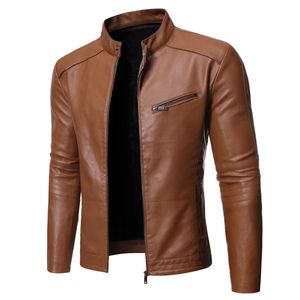 Men's Jackets Hiver hommes en cuir moto vestes col montant mince PU manteaux automne mâle Streetwear Biker veste en cuir hommes vêtements 231120