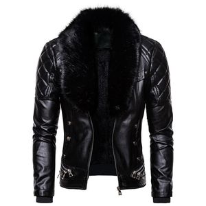 Vestes d'homme hiver hommes vintage moto 2023 fourrure doublée revers fausse veste chaude daim cuir manteau hommes 230217