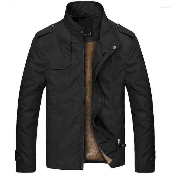 Chaquetas de los hombres Chaqueta de bombardero de invierno para hombre Hombre Casual Sólido Slim Fit Hombres de negocios Fleece Grueso Cálido Cazadora