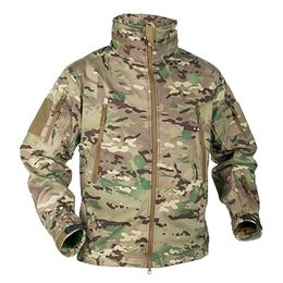 Heren Jackets Winter Militaire Fleece Jacket Men Soft Shell Tactical Waterproof Army Camouflage Coat Airsoft Clothing Multicam Wind Breakers 230221