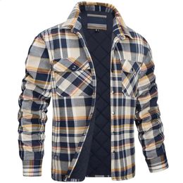 Chaquetas para hombres Chaquetas de algodón a cuadros de invierno Solapa Suave Mantener abrigado Cárdigan Tallas grandes Camisa para hombre Abrigo Camisa de franela forrada acolchada Chaqueta 231102