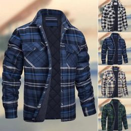 Vestes pour hommes hiver Plaid coton revers doux garder au chaud Cardigan grande taille hommes chemise manteau matelassé doublé flanelle veste à capuche