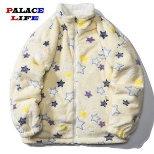 Vestes pour hommes Hiver Veste polaire réversible Hommes Y2K Streetwear Star Imprimer Fourrure Fuzzy Fluffy Peluche Lambswool Manteaux Harajuku Vestes Unisexe 230831