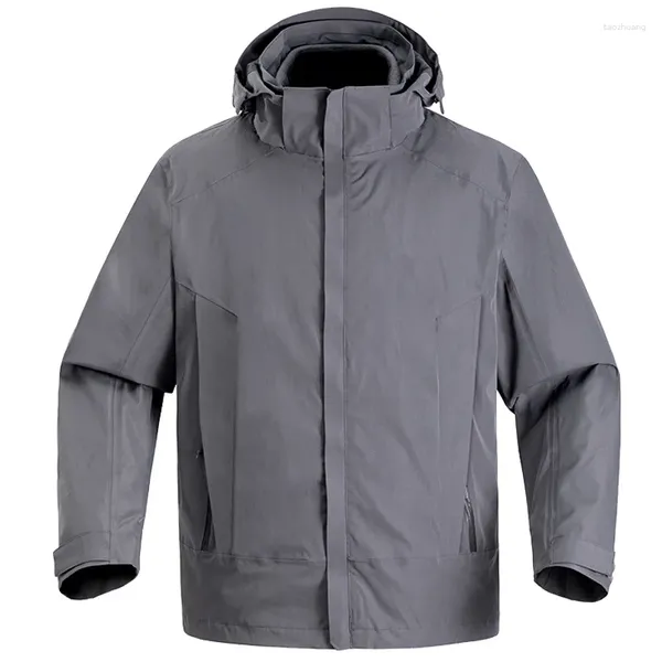 Vestes d'homme hiver thermique veste manteau 3 en 1 extérieur hommes vêtements d'extérieur coupe-vent résistant au froid chaud épais tactique à capuche pardessus détachable