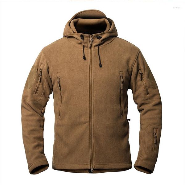 Vestes pour hommes hiver épais polaire polaire veste hommes en plein air thermique randonnée à capuche tactique manteau de corail vêtements d'alpinisme