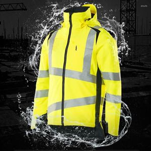 Chaquetas de invierno para hombre, chaqueta reflectante gruesa de alta visibilidad, de algodón, acolchada, con capucha, para trabajo de seguridad en motocicleta, a prueba de viento, Coats4XL