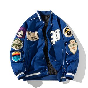 Heren Jackets Winter Varsity Men Women Letter Badge American Baseball Street Fashion Hip Hop Coat Jeugdpaar Kleding Blue Red 230223
