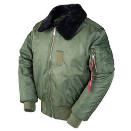 Vestes pour hommes hiver vintage B-15 bombardier vol nous air force pilote veste streetwear manteaux militaire hip hop armée tactique pour hommes fourrure 231208