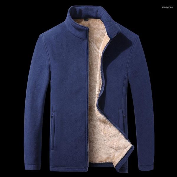 Jackets para hombres Invierno ropa tibia calientes Pockets polar de color sólido chaqueta casual a prueba de viento a prueba de viento