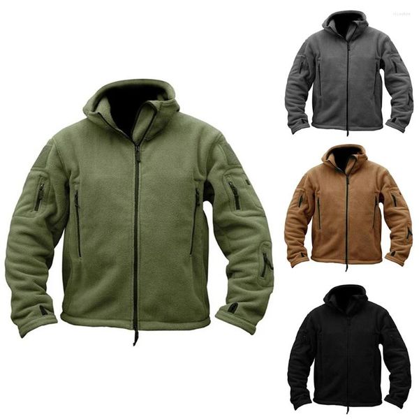 Chaquetas para hombres Invierno Cálido Hombres Casual Chaqueta de lana con capucha Zip Up Senderismo al aire libre Abrigo de trabajo a prueba de viento Outwear Ropa rompevientos