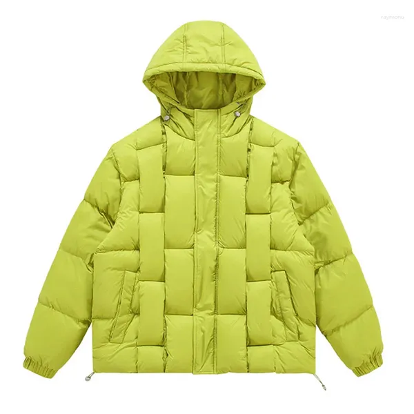 Vestes d'homme hiver chaud manteau rembourré hommes hip hop harakuju puffer vêtements d'extérieur parka couleur unie à capuche streetwear