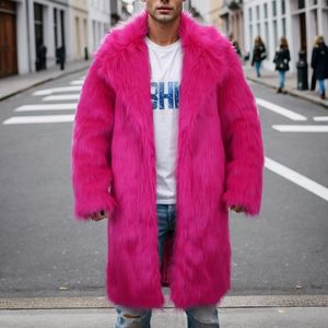 Vestes d'homme hiver chaud rose imprimé léopard mode extérieur laine collier artificiel manteau anorak veste hommes