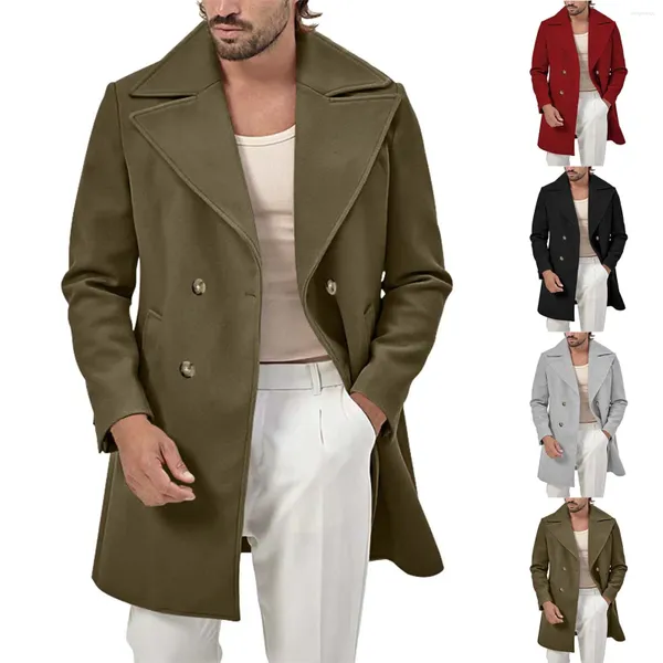 Chaquetas de invierno para hombre, chaqueta de longitud media con bolsillos de Color sólido cálido, cortavientos ligeros para hombre, ropa de lluvia para hombre 100 algodón