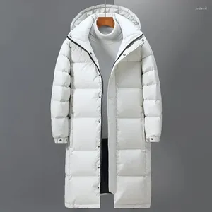 Vestes pour hommes hiver blanc canard doudoune épaissie chaude extérieure coupe-vent couleur unie manteau à manches longues simple boutonnage