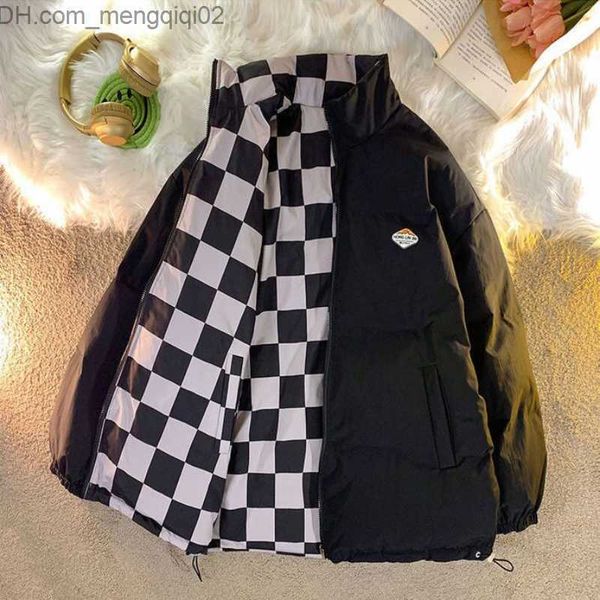 Jackets para hombres Winter Winter Women's Plain Apron Jacket Double Plaid Flow Logle Algody Boñes de algodón 2023 Invierno Harajuku espeso tibio Z230816