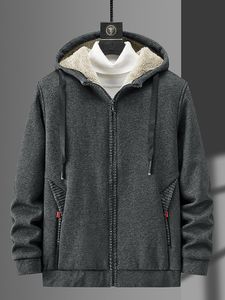 Men S Jackets Winter Zip Pockets Warm Jacket Zwart Grijs Dikke Fleece Thermal Coat Man Windscheper Casual Plus Maat 6xl 7xl 8xl 230308