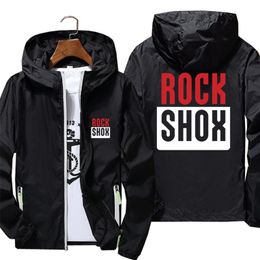 Chaquetas para hombres Mujeres Hombres Rock Shox Rockshox Moutain MTB Biker Biker Casual Windbreaker Deportes Piloto Piel Chaqueta con capucha Plus Tamaño 6XL 7XL 220912