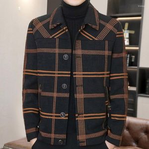 Vestes pour hommes Mélange de laine Trench Coat Hommes Veste Abrigo Largo Hombre Woollen Hommes Court Erkek Mont Checkered Contraste Veste