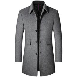 Men's Jackets Wool Coat Men's Black Long Autumn and Winter Fashion Slim Thick Warm Formal Business Casual Mix Match Large Size Jackets 221121